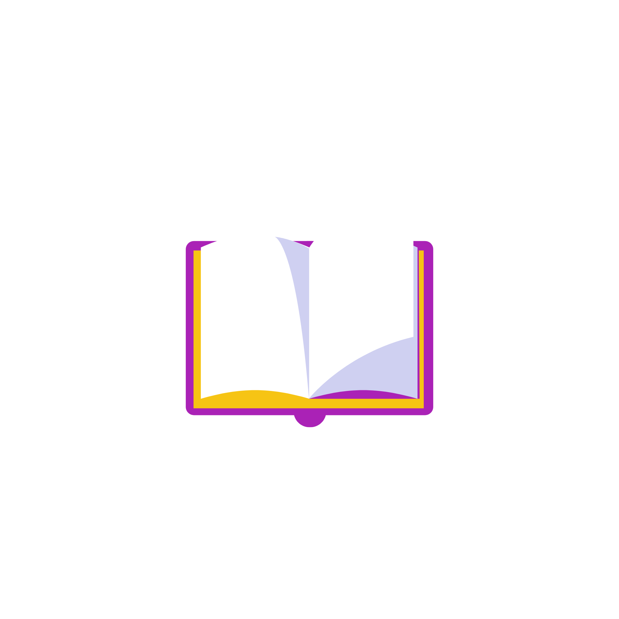 Open book graphic with page flipping